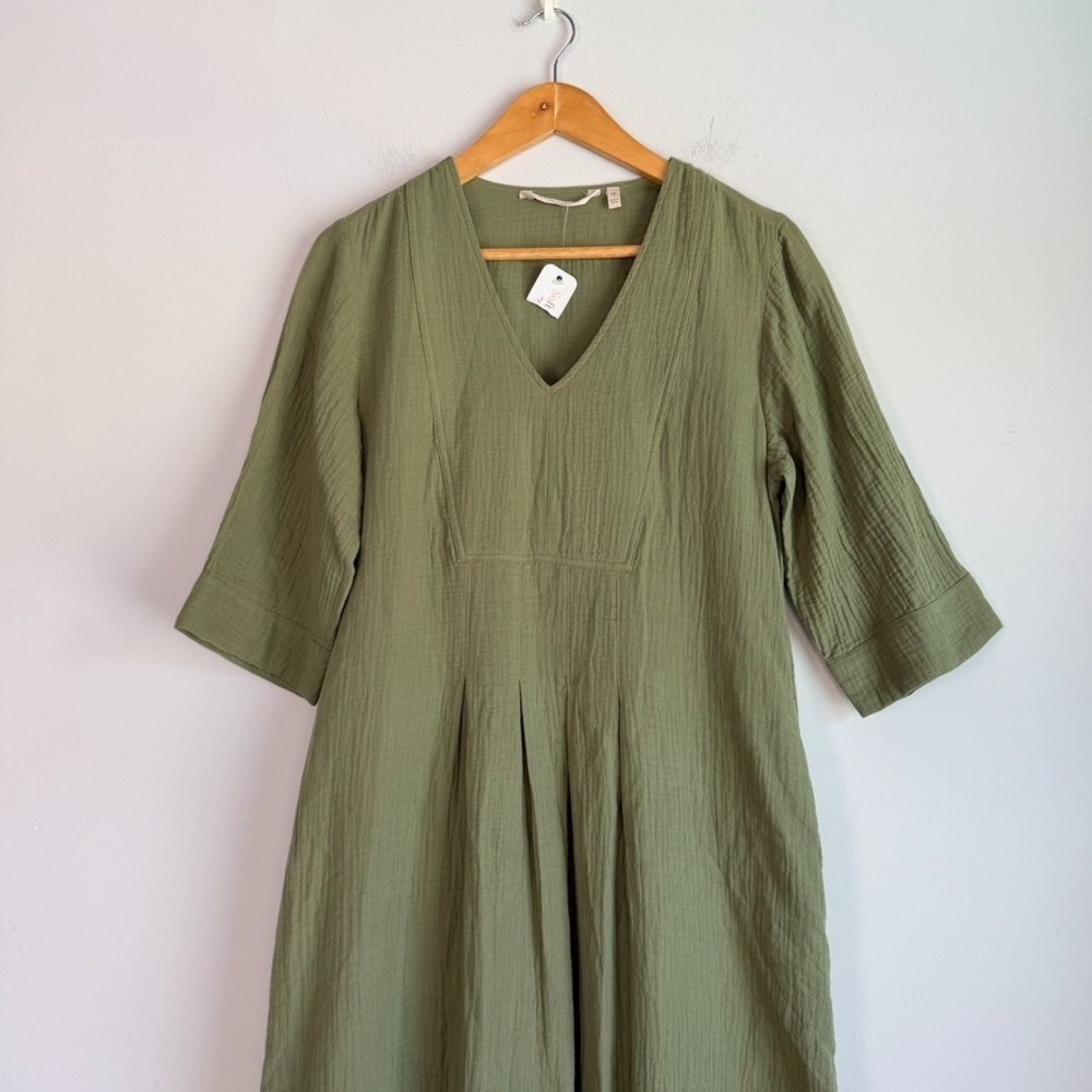 Soft Surroundings Textured Cotton Gauze Maxi Dress XS Modest Boho Earthy - Picture 2 of 12